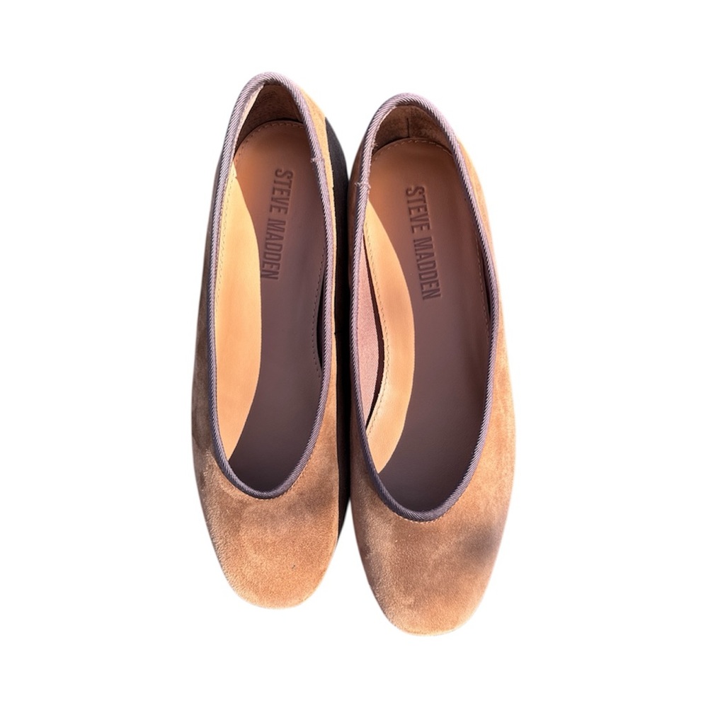 Steve Madden Suede Pipa Ballet Flats in Tan with Brown Trim size 6 - Picture 5 of 9